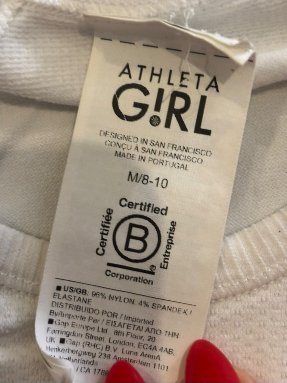 Athleta Long Sleeve Crewneck Top White Girls Size M. - Picture 3 of 3